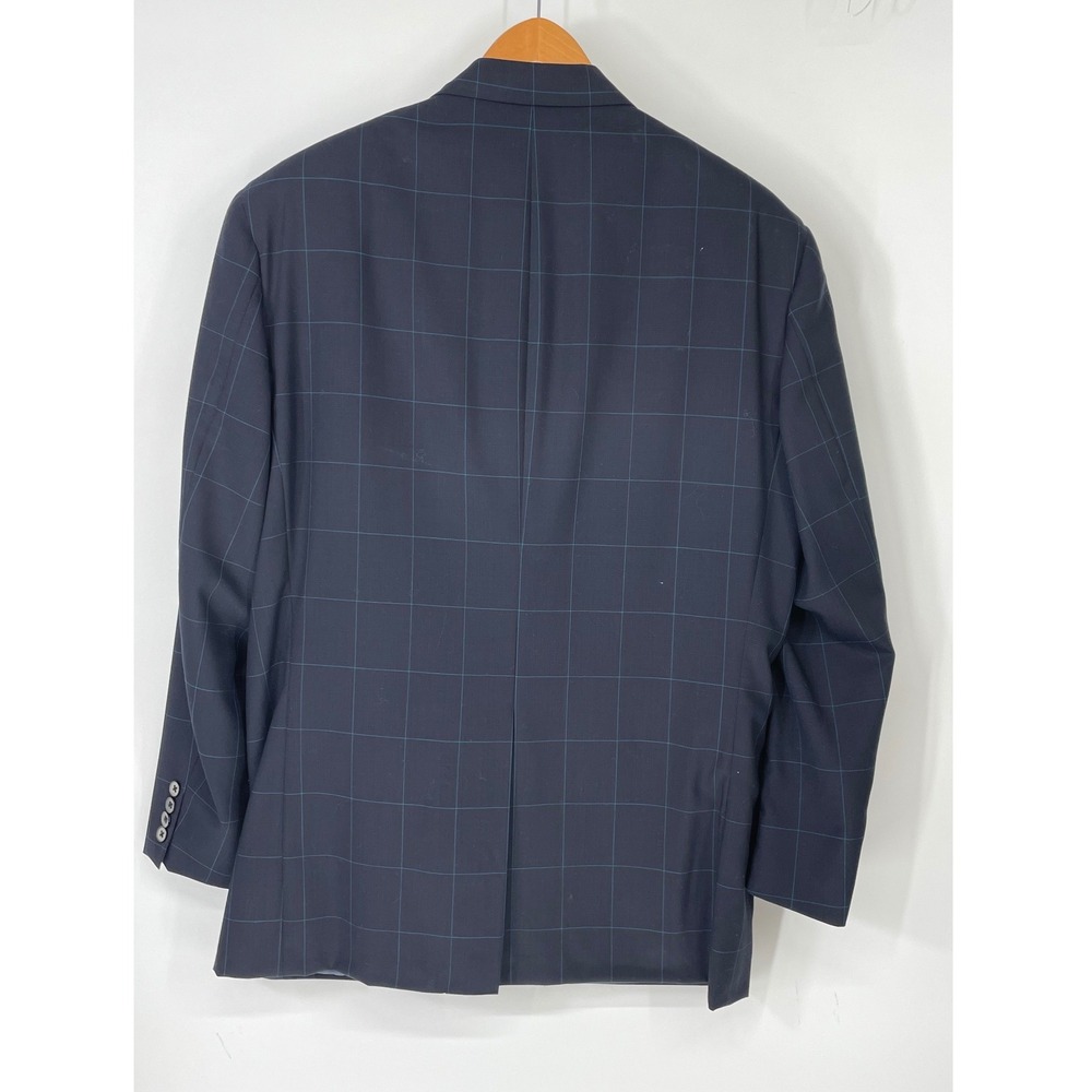 Innocenti Tom James Mens Suit 44R 2pc Navy Blue Windowpane Wool Pleated - Picture 7 of 16